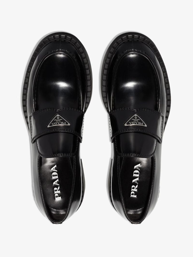 Black Brushed Leather Loafers