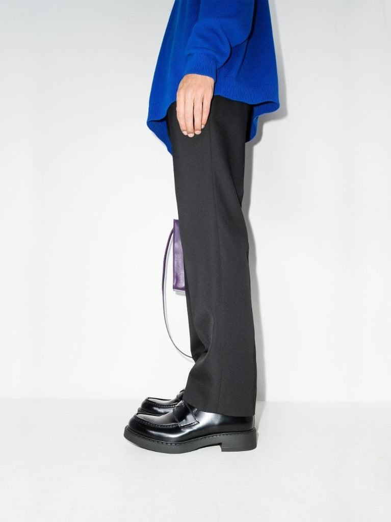 Black Brushed Leather Loafers