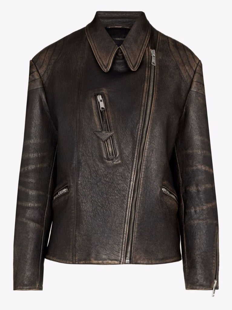 Faded Leather Biker Jacket