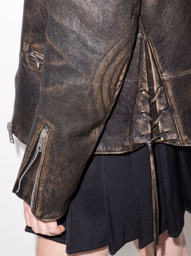 Faded Leather Biker Jacket