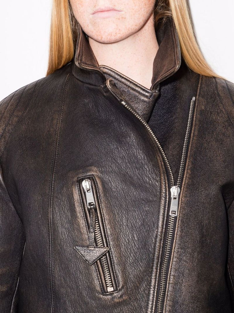 Faded Leather Biker Jacket