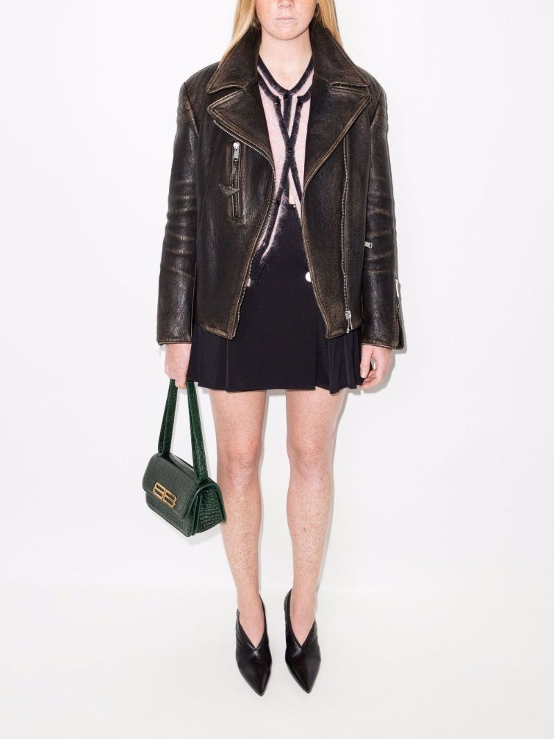 Faded Leather Biker Jacket