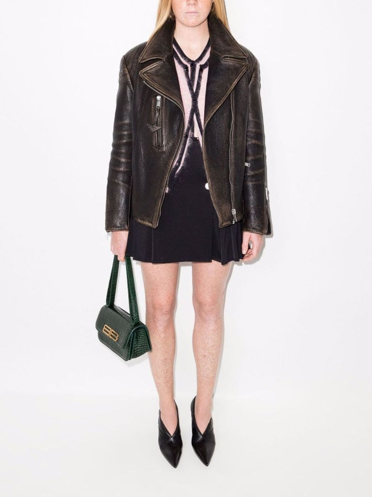 Faded Leather Biker Jacket