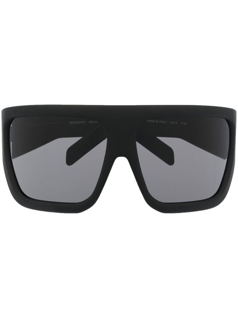 Black Davis Wraparound Square Sunglasses