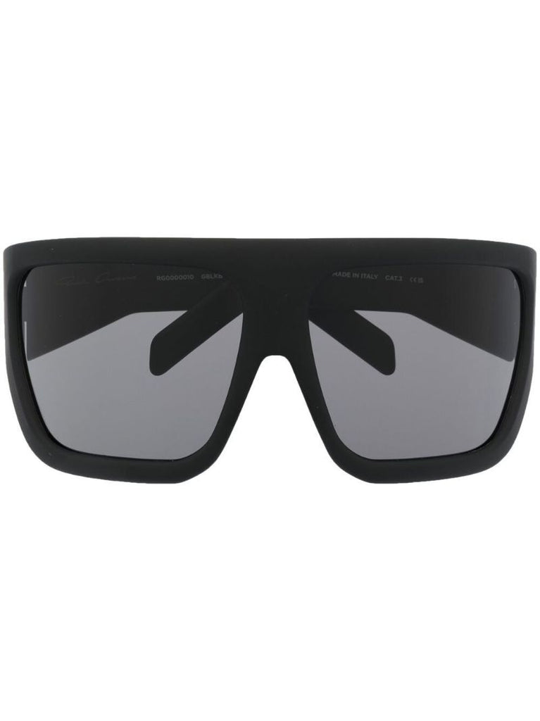 Black Davis Wraparound Square Sunglasses