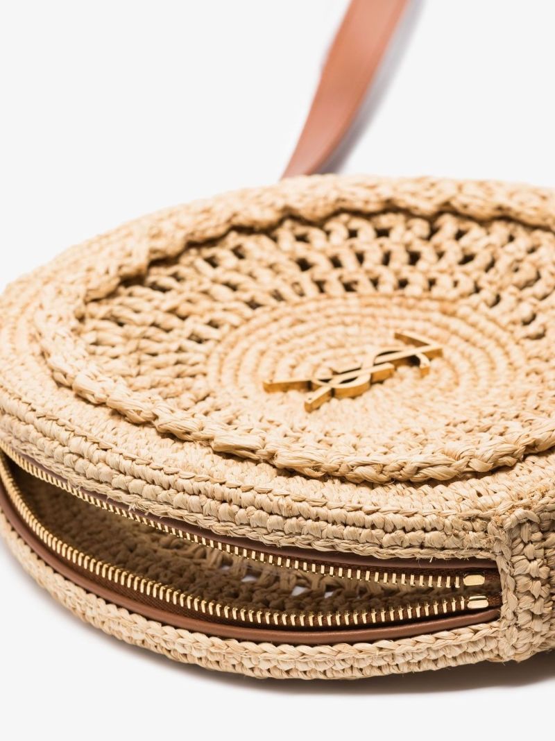 Neutral Sac Rond Raffia Shoulder Bag