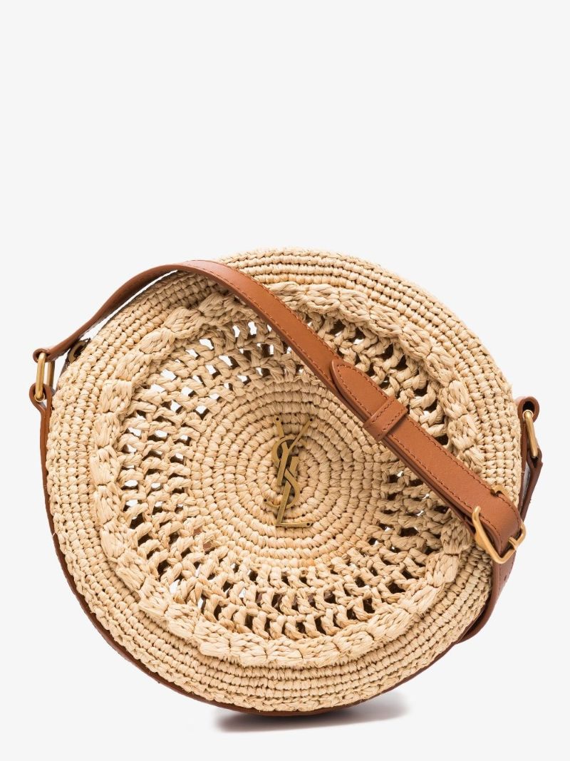 Neutral Sac Rond Raffia Shoulder Bag