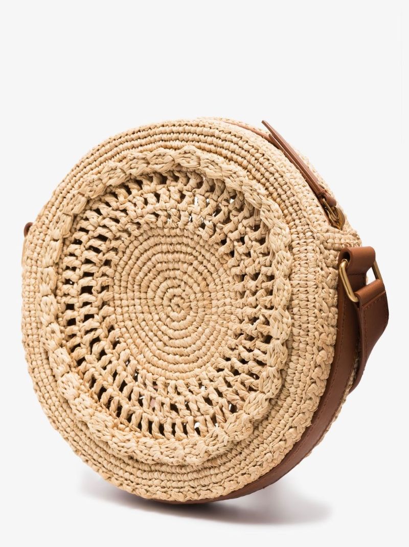 Neutral Sac Rond Raffia Shoulder Bag