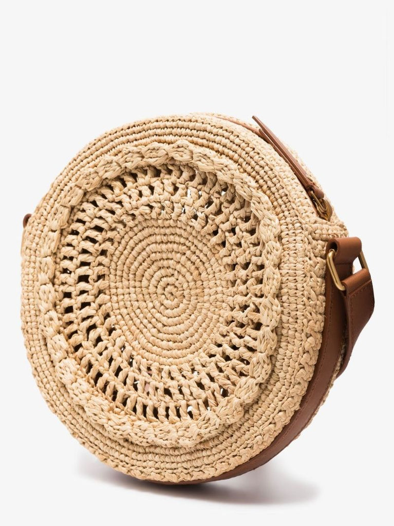 Neutral Sac Rond Raffia Shoulder Bag