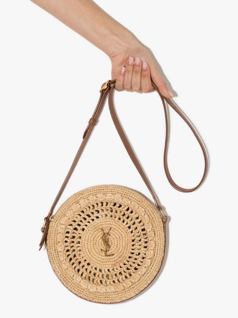 Neutral Sac Rond Raffia Shoulder Bag