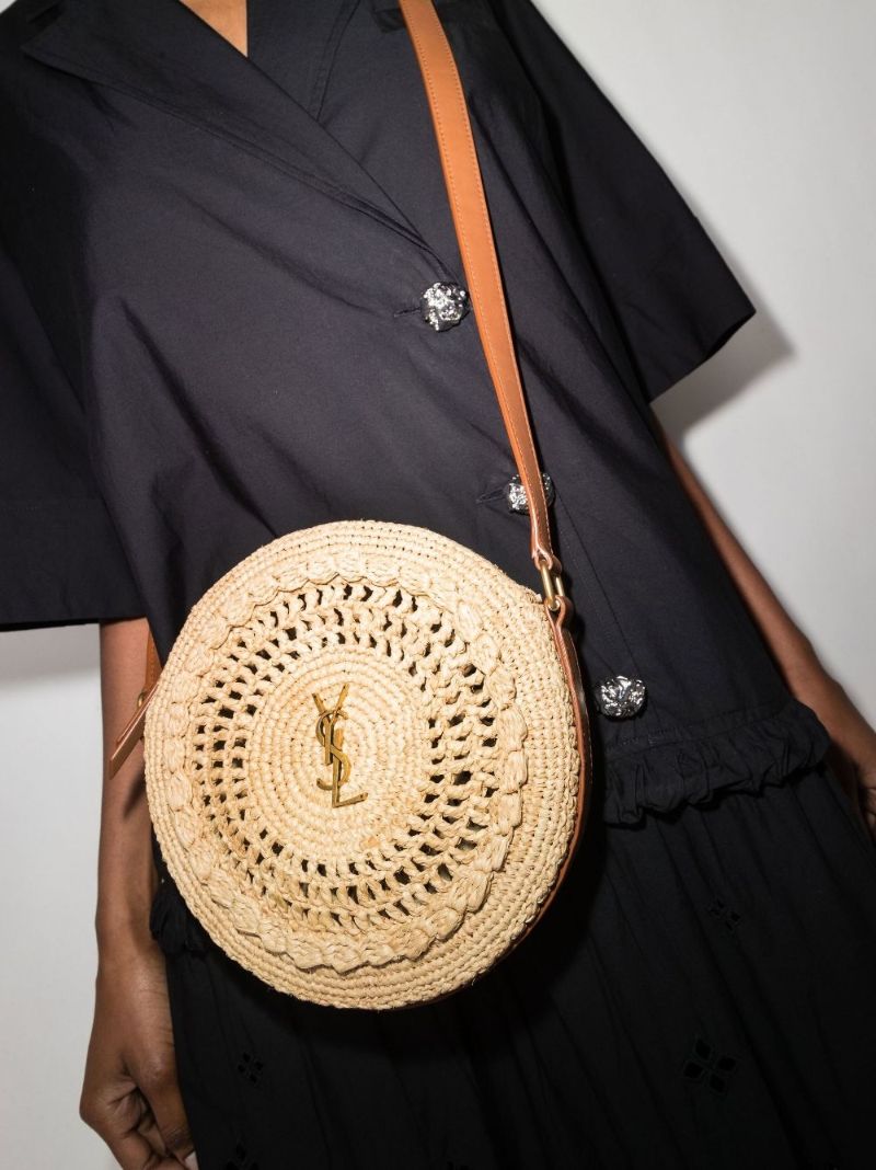 Neutral Sac Rond Raffia Shoulder Bag