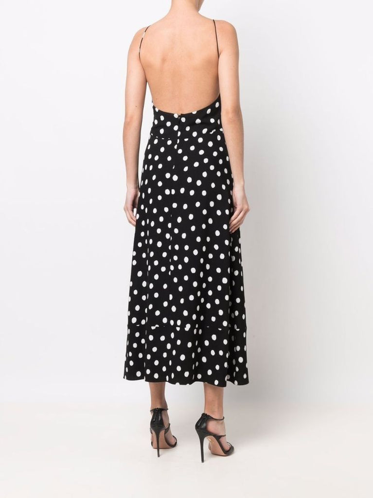 Black Cut-out Polka Dot Midi Dress