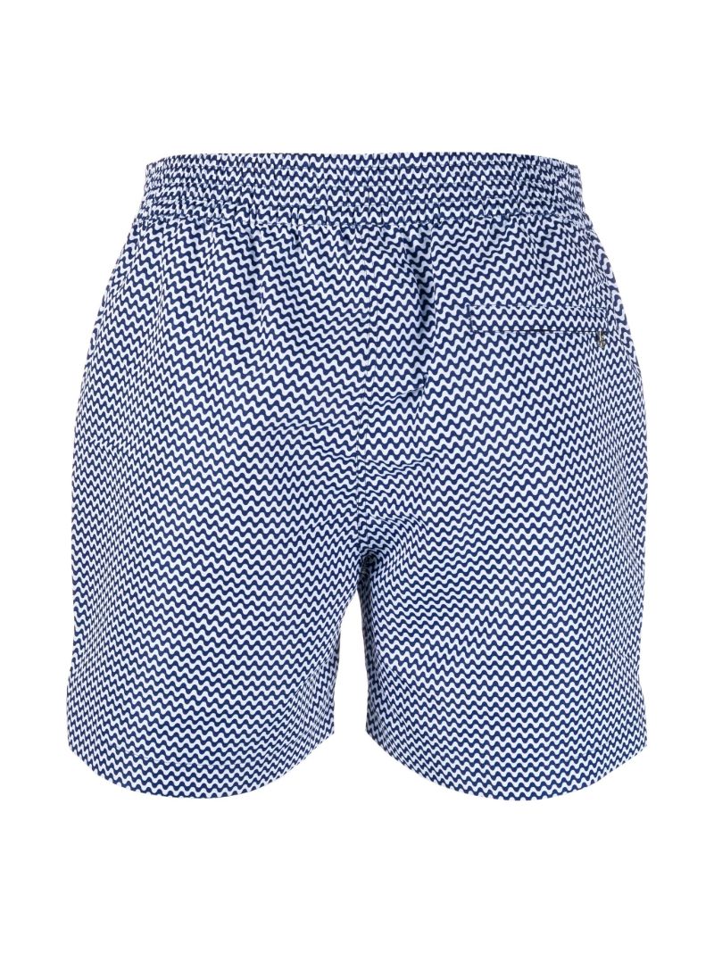 Blue Zigzag Print Swim Shorts