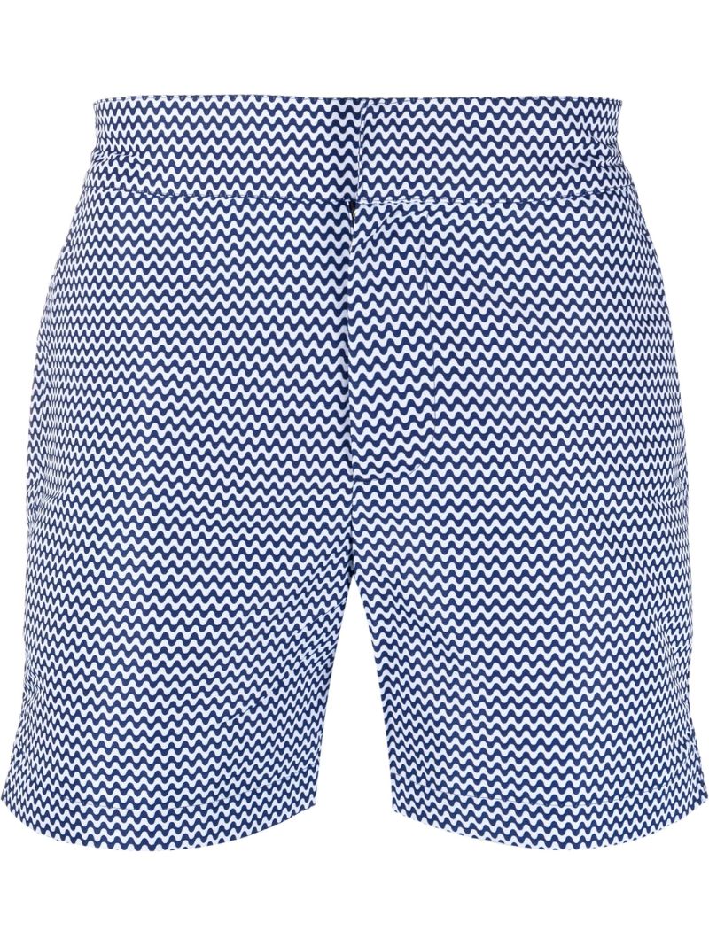 Blue Zigzag Print Swim Shorts
