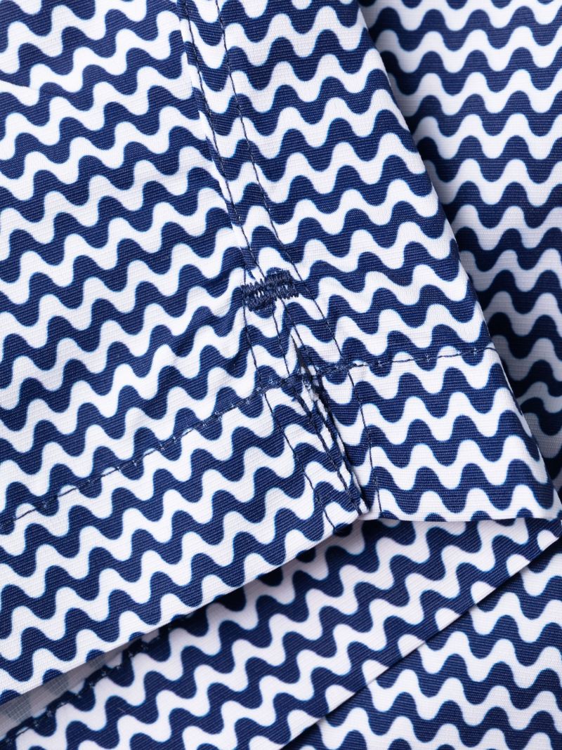 Blue Zigzag Print Swim Shorts