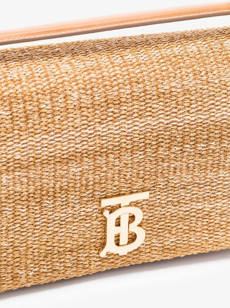 Neutral Lola Small Raffia Shoulder Bag