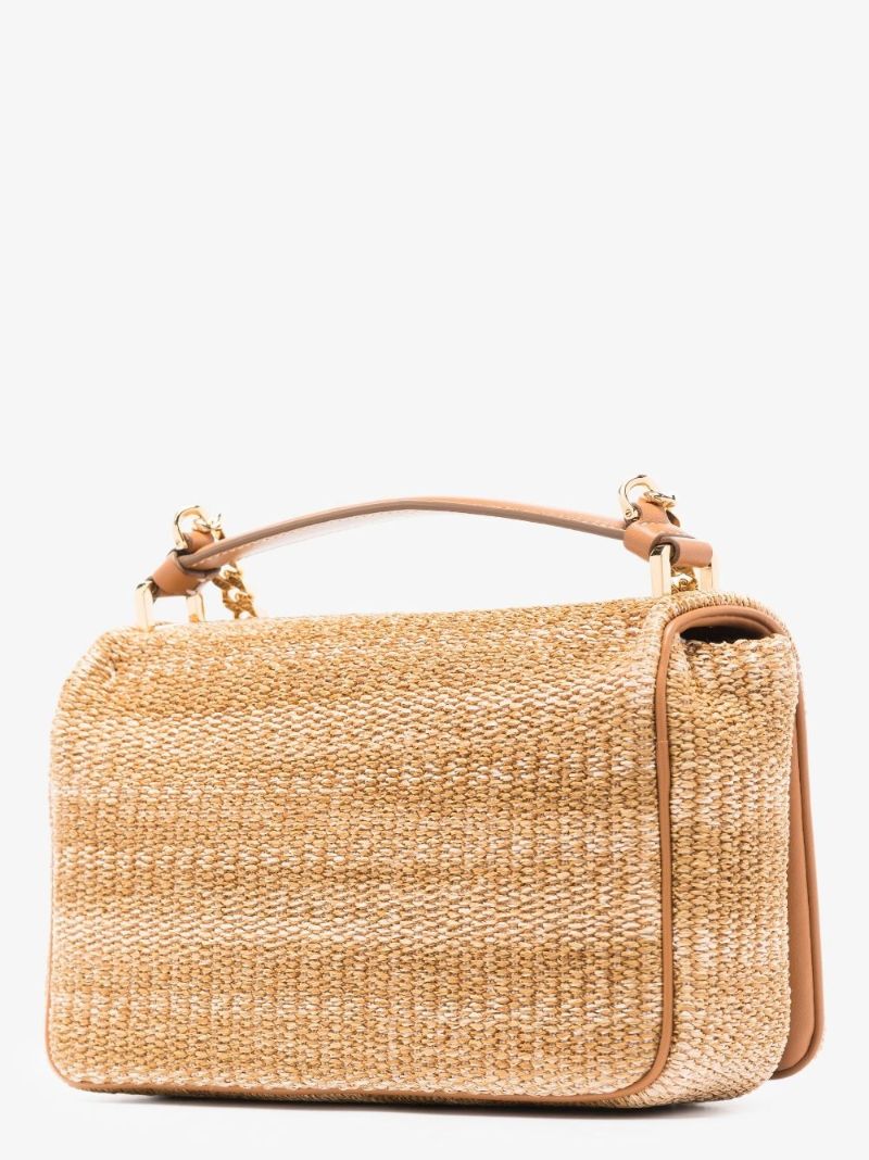 Neutral Lola Small Raffia Shoulder Bag