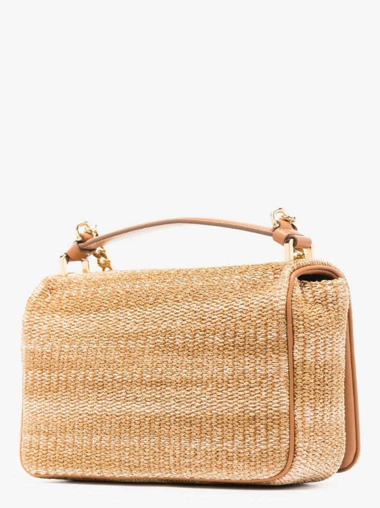Neutral Lola Small Raffia Shoulder Bag