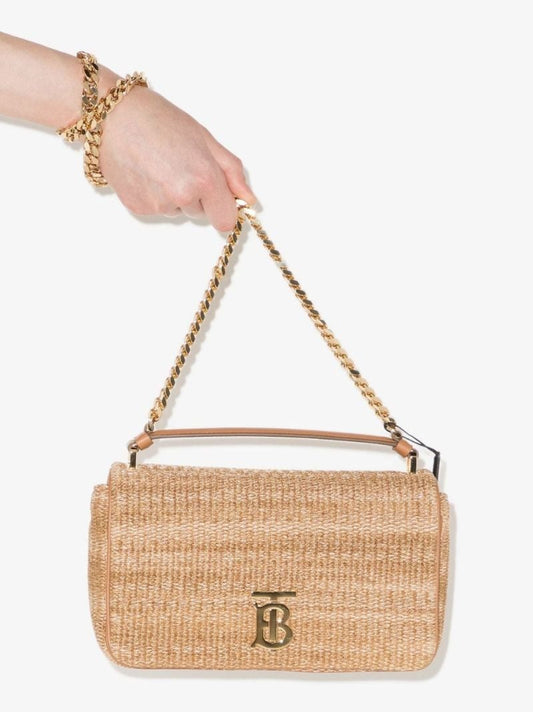 Neutral Lola Small Raffia Shoulder Bag