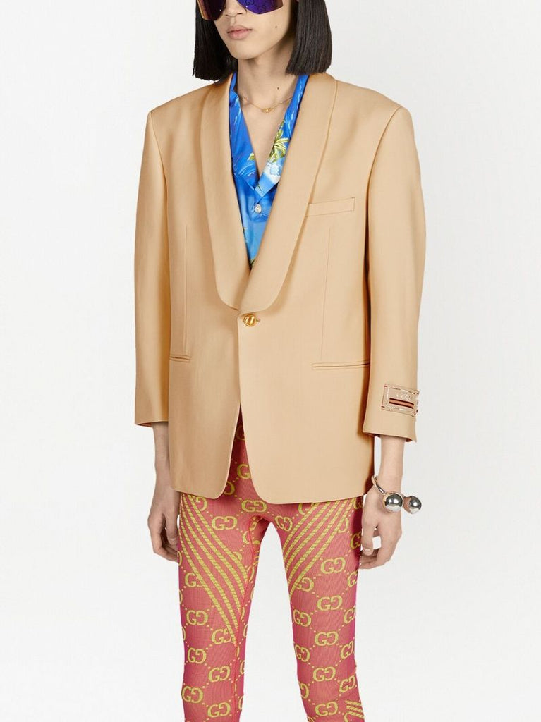 Neutral Single-breasted Wool Blazer