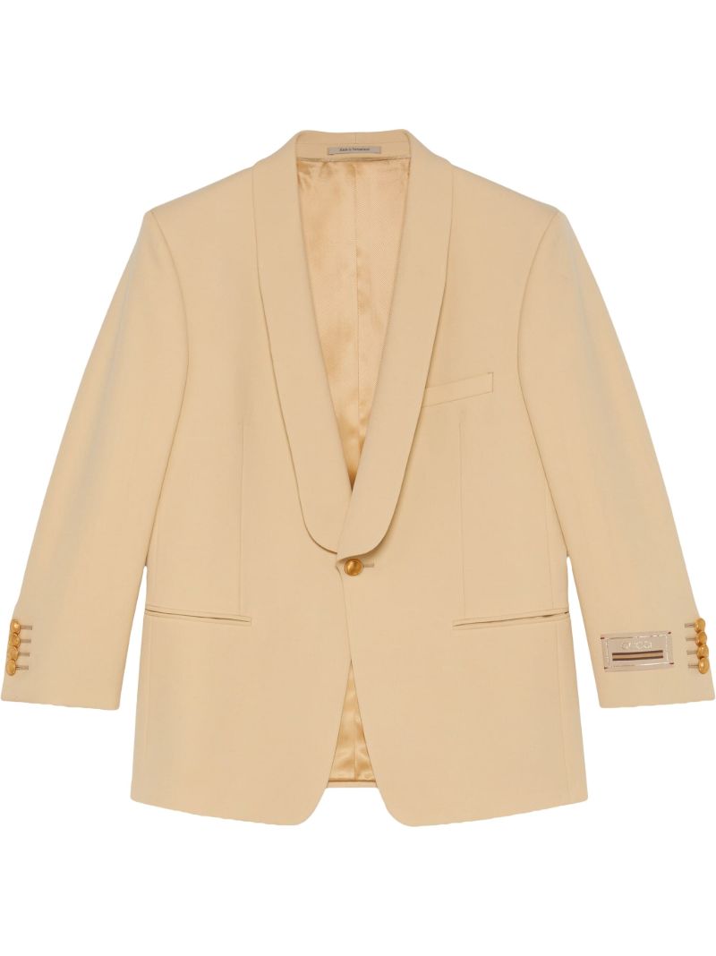 Neutral Single-breasted Wool Blazer