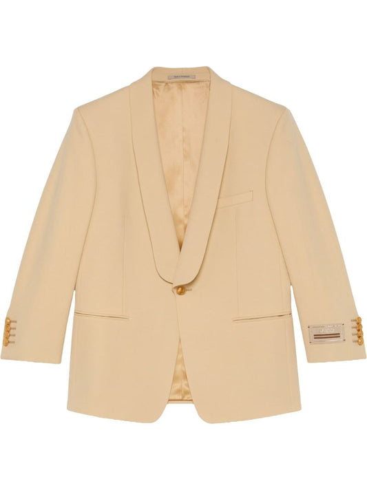 Neutral Single-breasted Wool Blazer