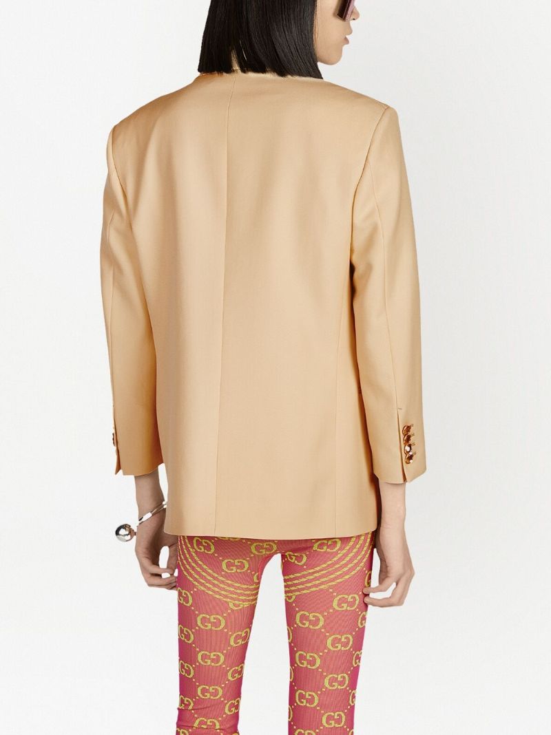 Neutral Single-breasted Wool Blazer