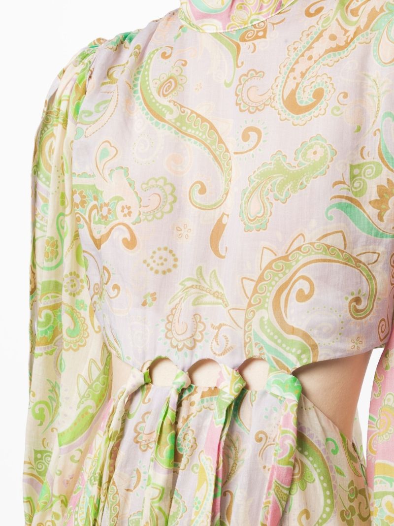 Green Marta Cut-out Linen Midi Dress