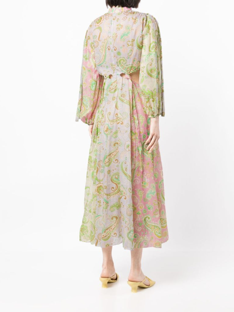Green Marta Cut-out Linen Midi Dress