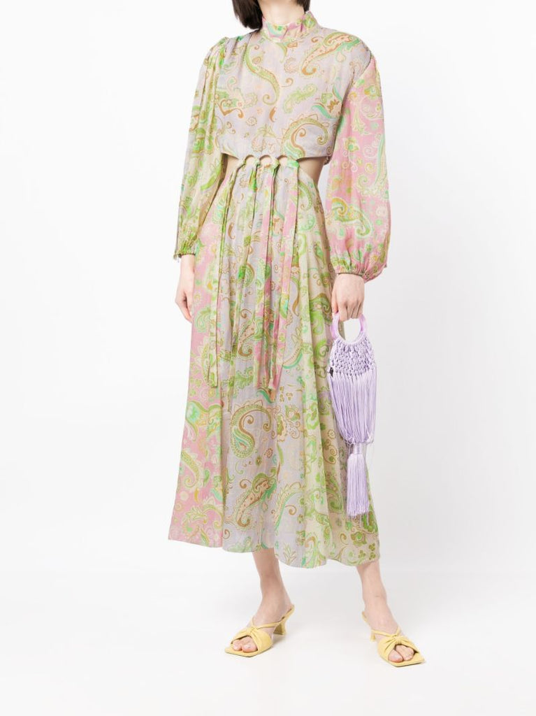 Green Marta Cut-out Linen Midi Dress