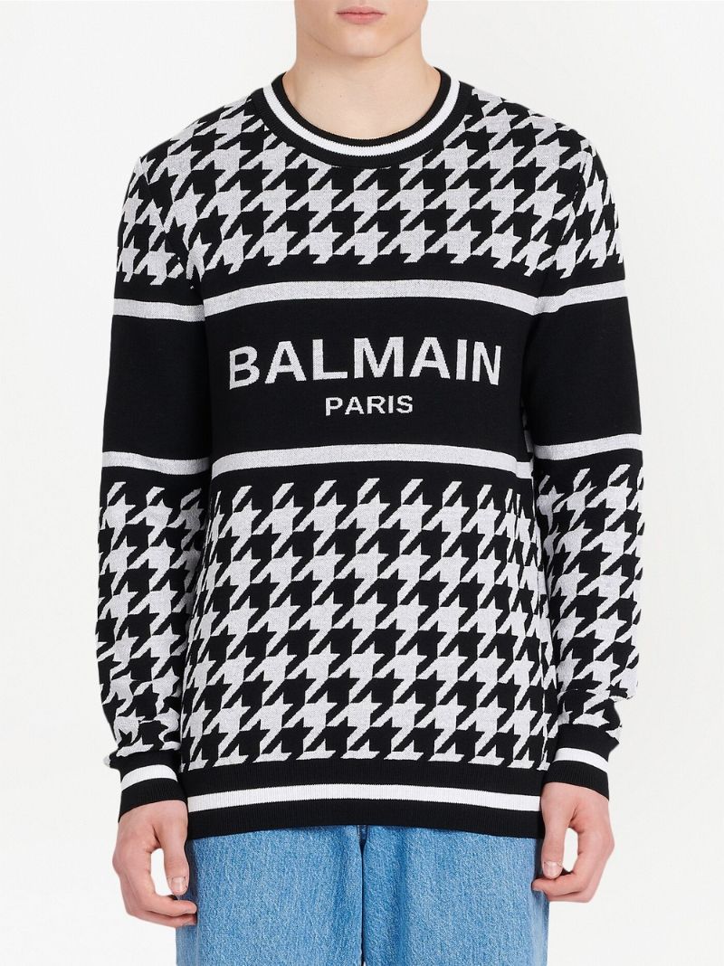 Black Logo Houndstooth Sweater