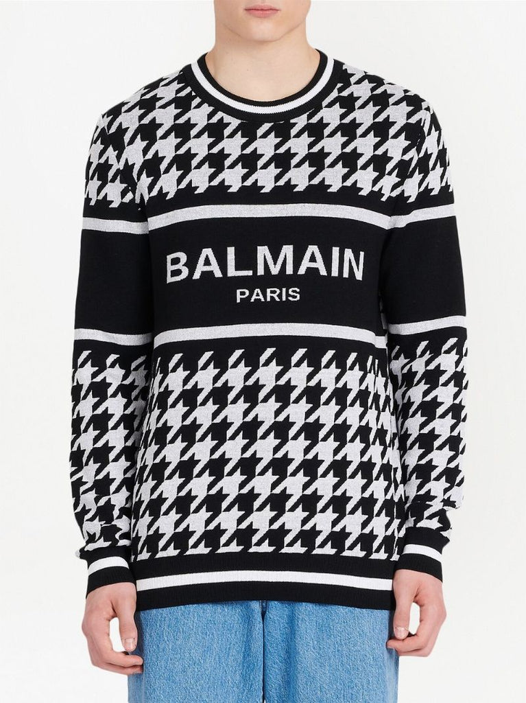 Black Logo Houndstooth Sweater