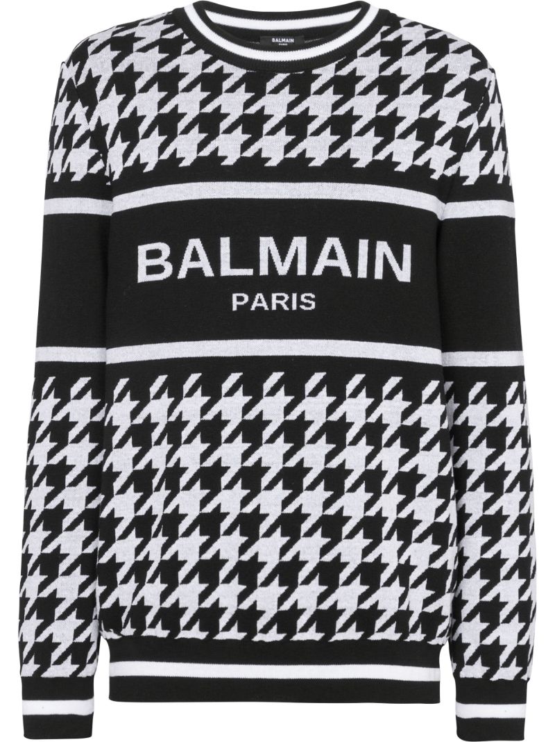Black Logo Houndstooth Sweater