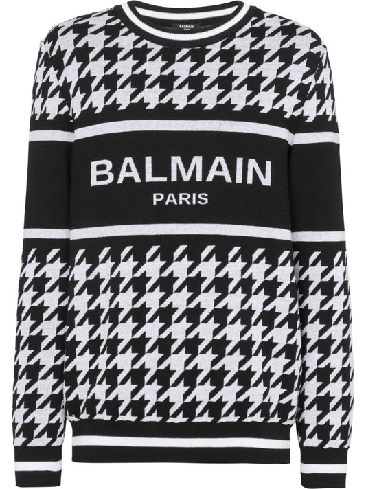 Black Logo Houndstooth Sweater