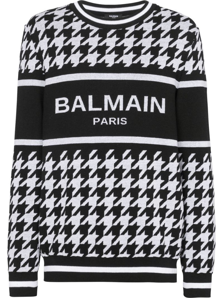 Black Logo Houndstooth Sweater