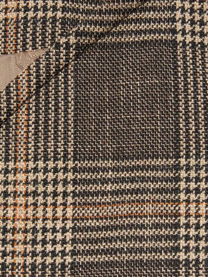 Grey Prince of Wales Check Belted Coat