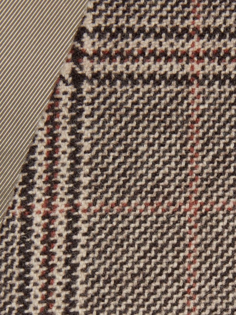 Brown Prince of Wales Check Wool Blazer