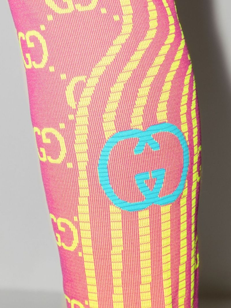 Orange Gg Jacquard Tubular Leggings