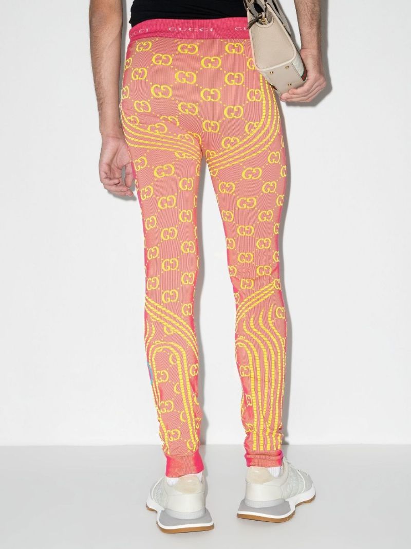 Orange Gg Jacquard Tubular Leggings