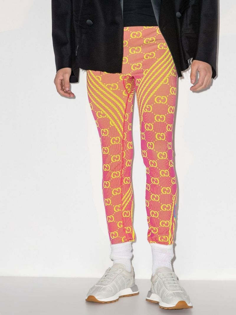 Orange Gg Jacquard Tubular Leggings