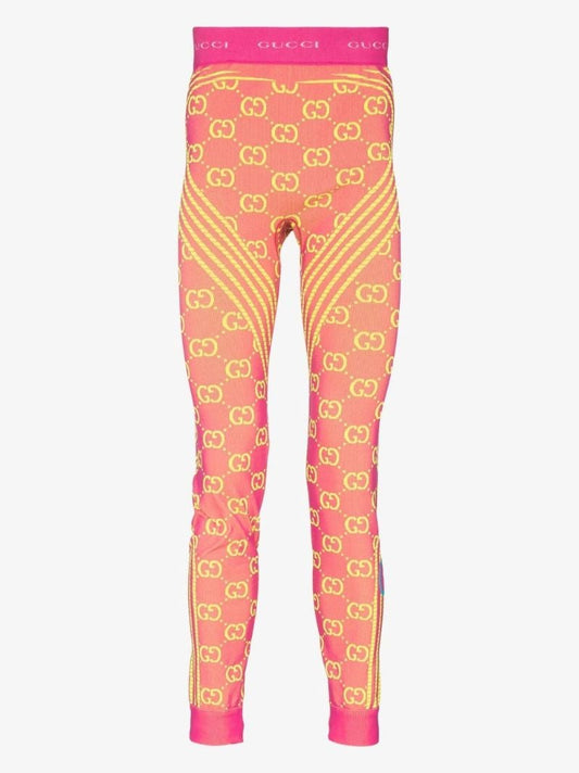 Orange Gg Jacquard Tubular Leggings