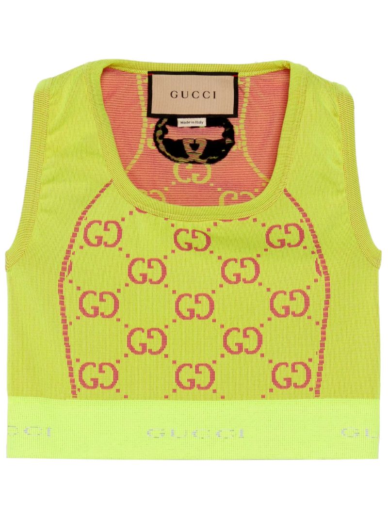 Yellow Gg Jacquard Crop Top