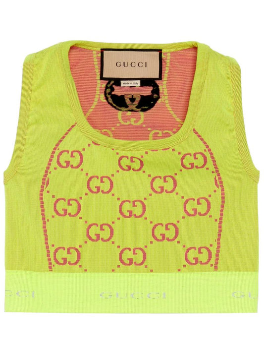 Yellow Gg Jacquard Crop Top