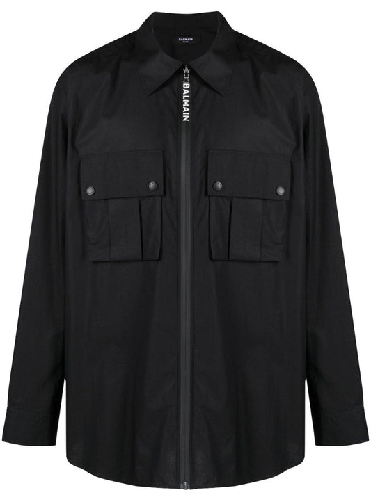 Patch Pocket Cotton Shirt Jacket