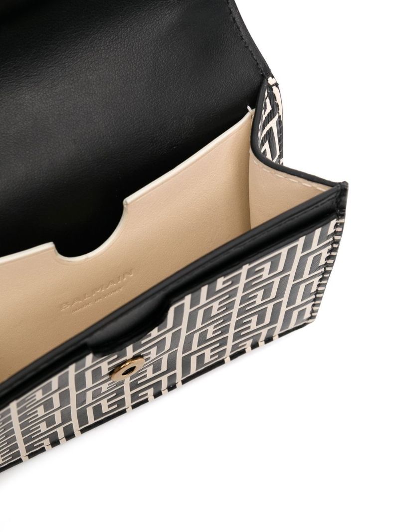 Black and Neutral Monogram Print Leather Chain Wallet