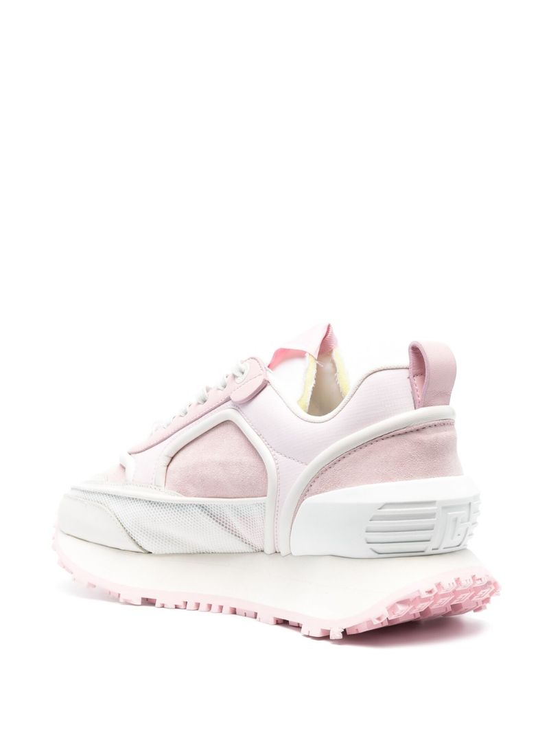 Pink Two Tone Lace-up Sneakers
