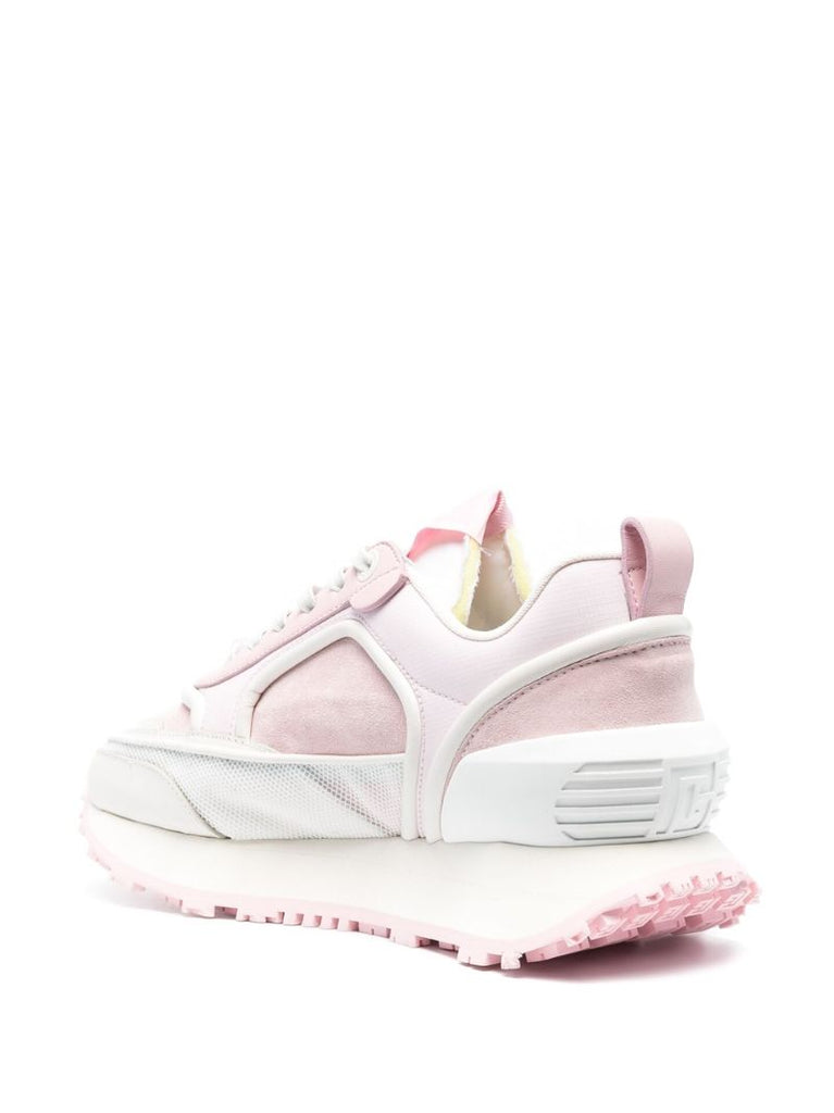 Pink Two Tone Lace-up Sneakers