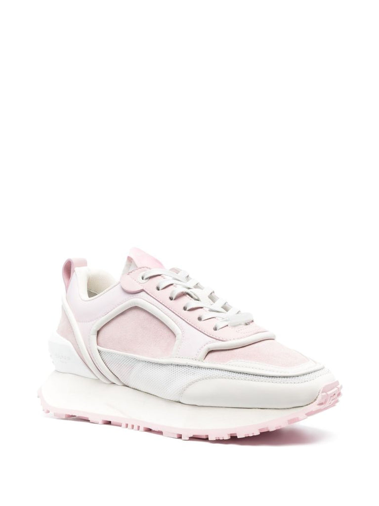 Pink Two Tone Lace-up Sneakers