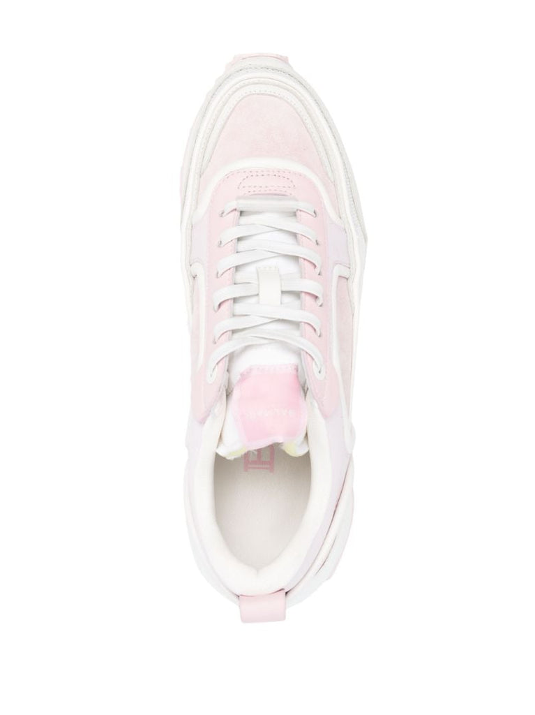 Pink Two Tone Lace-up Sneakers
