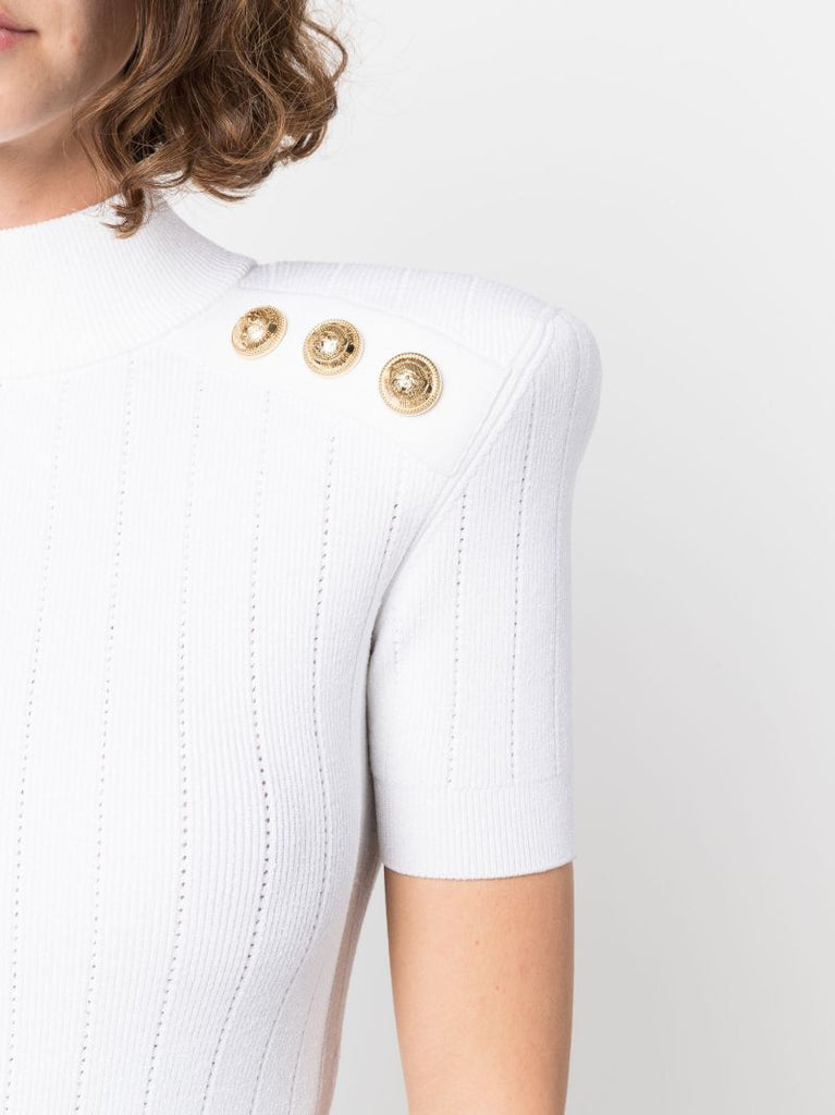 White Ribbed Knit Mini Dress